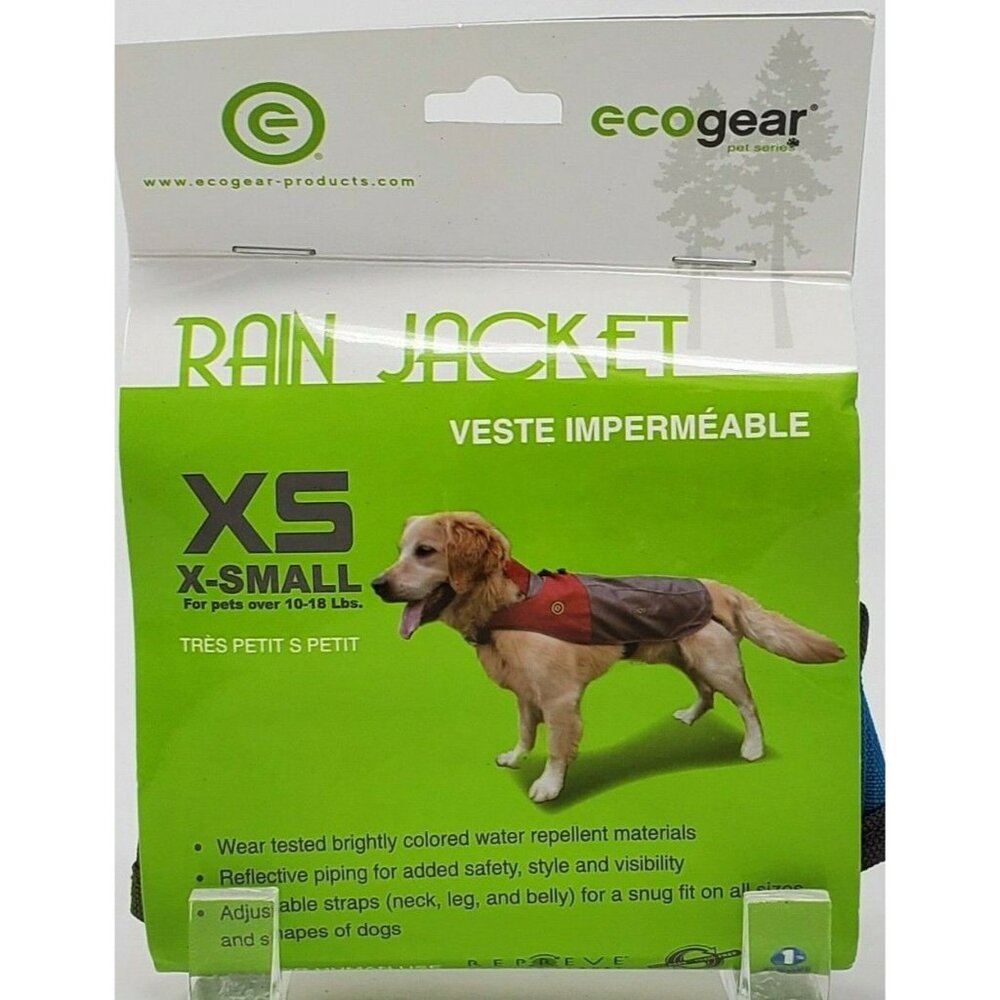 Dog Rain Jacket ECOGear X-Small Dog From 10 to 18 Lbs Blue